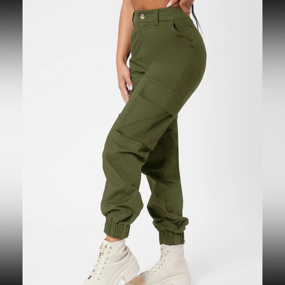Army green high waist pants NEW - Picture 3 of 3